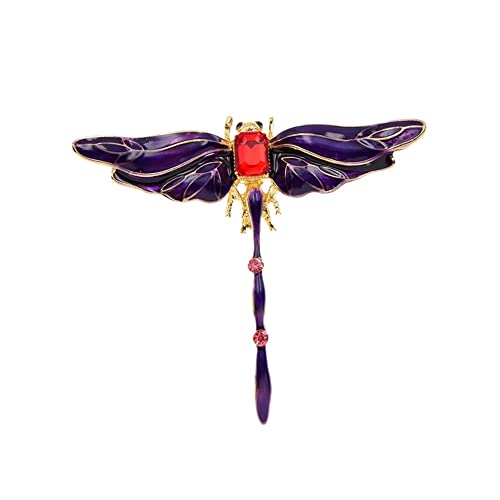 Broche libellule en cristal coloré et épingle à insectes émail accessoire manteau femme
