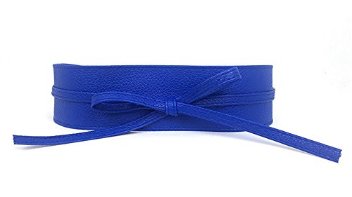 Women's PU Leather Waist Belt Bow Tie Wrap Around Soft Boho Corset Fashion Elegant for Dresses (Sapphire)4