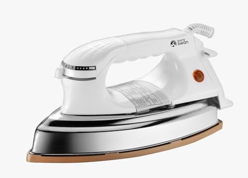 White Swan 1000W Dry Iron for Clothes | Non-Stick Soleplate (GREBLON) | Lightweight Electric Press Iron | Cool Touch Handle | Fast Heating | Stainless Steel Body | 1 Year Warranty