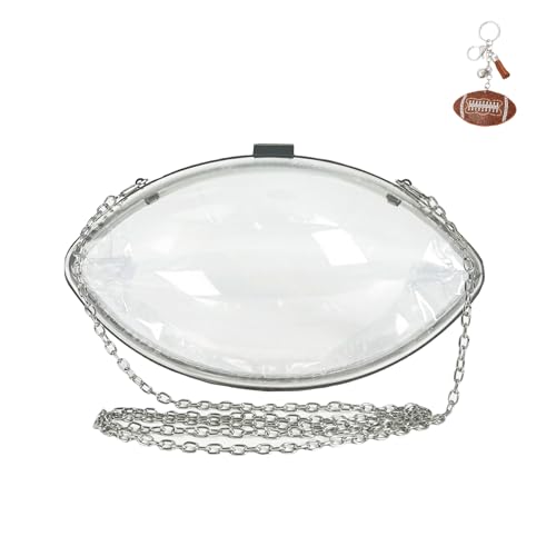 Clear Football Purse Transparent Clear Football Bag with Charm See Thru Stadium Sports Crossbody Bag Game Day