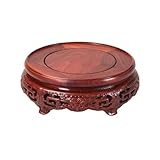 CLQYXRMVC Expositores para bonsáis Base Redonda de Madera Retro con patrón de volutas caladas for jarrones y teteras. Base para bonsáis(XXL)