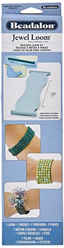 Beadalon Kit de tear de joias: tear de miçangas, agulha, passador, bolsa, Azul, 1 Pack