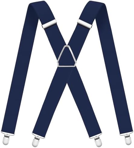 WOXVM Mens Suspenders Adjustable Braces with 4 Strong Metal Clips Elastic X Back Heavy Duty Suspender for Men and Women
