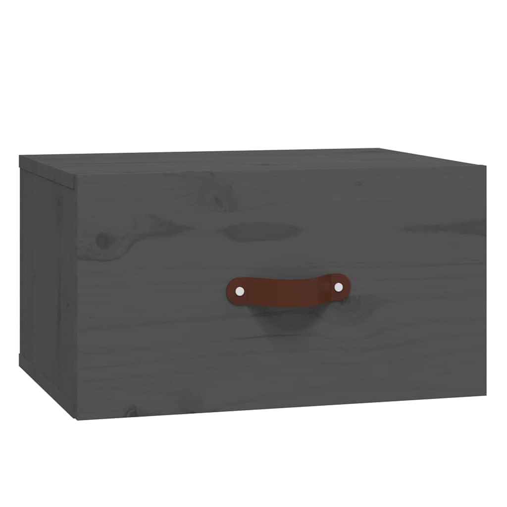 Lot de 2 tables de chevet murales en bois massif gris 40 x 29,5 x
