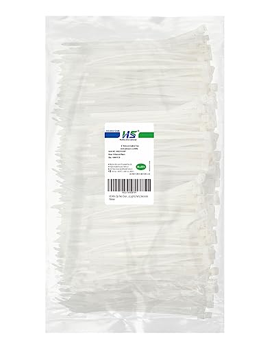 HS 1000 Pack Mini Zip Ties Clear Plastic Ties 4 Inch Bulk 4 White Cable Ties 18 Lb for Bag Tags Electric Lights Party Decorate