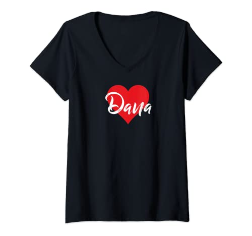 Damen i love dana first name t-shirt i heart named t-shirt mit v-ausschnitt