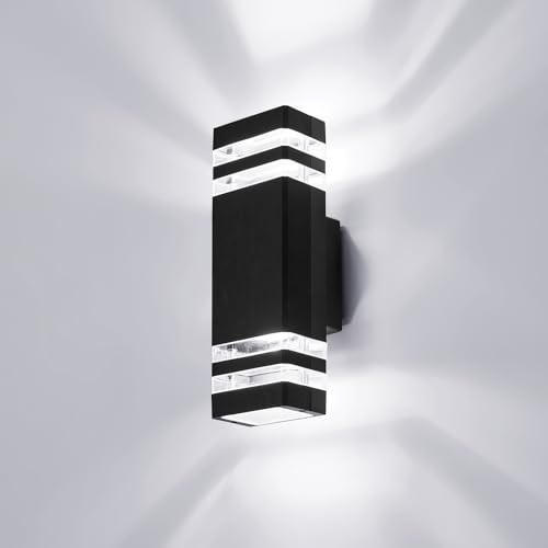 CELAVY Outdoor Wall Lights Mains Powered, 6000K Outside Up Down Lights, IP65 Waterproof Front Door Porch Light