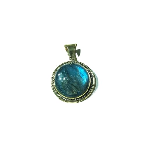 Pendentif Labradorite en bronze, collier pierre naturelle véritable pour femme et homme