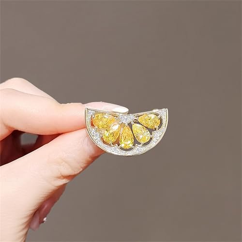 Image of Cute Lemon Brooch Pin for Women Rhinestone Fruit Little Brooch Sparkling Crystal Strawberry Cherry Enamel Pin Christmas Birthday Art Deco Jewelry Gifts