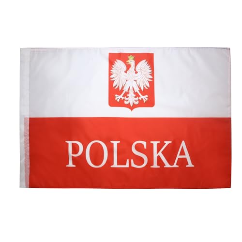 AZ FLAG - Drapeau Pologne avec aigle alternatif - 90x60 cm - Drapeau Polonais 100% Polyester Avec Fourreau et Cordelette - Pavillon 50 g