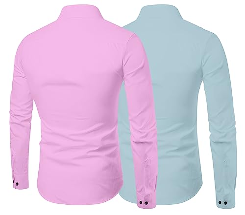 Image of Combo of Men Cotton Polyester Blend Regular Fit Striped Full Sleeve Casual Shirt Pack of 2