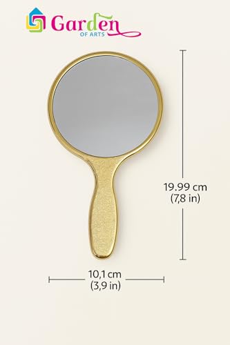 Espejo de mano salón con mango dorado grande miniatura 3