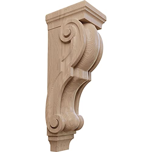 Ekena Millwork CORW07X08X22TRGM Small Jumbo Traditional Wood Corbels, 6 1/2"W x 8"D x 22"H, Mahogany