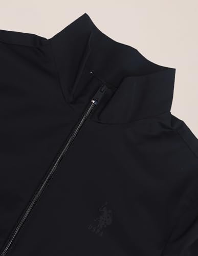Image of U.S. POLO ASSN. Men's Black Color-Block High neck Long Sleeve Casual Polyester Regular Fit Jacket