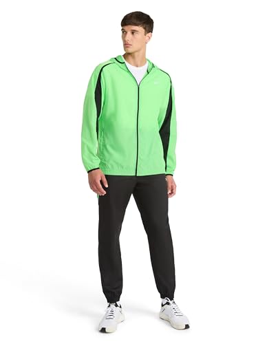 Image of Reebok Men's Running Woven Wind Jacket, Standard Fit, Lightweight Nylon Fabric