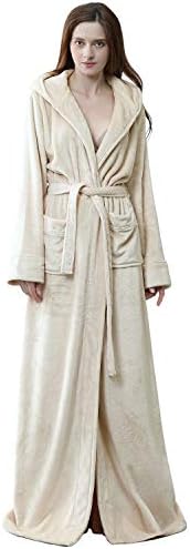 Artfasion Robes for Women with Hood Long Soft Warm Full Length Bathrobes Luxurious Plush Fleece Winter Robes
