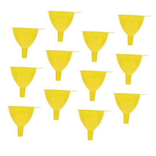 NAMOARLY 12pcs Plastic Funnel Small Funnels for Bottles Mini Wide Mouth Funnel Lab Vials Funnel Laboratory Funnel Liquid Funnel Small Experiment Lab Funnel Filling Funnel Jam Funnel Yellow