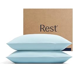 REST Evercool+Cooling Pillowcases King Size 2PCS for Hot Sleepers & Night Sweats, Silver-Infused Fabric for Hygienic Sleep, Sensitive Skin, Silky Smooth for Curly Hair, (19x35 inches)