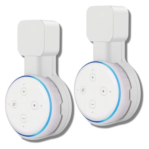 Sintron 2X Wall Mount Holder for Dᴏt 3 & UK Google Mini, Smart Home Outlet Wall Mount Stand Hanger for Dot 3rd Generation Speaker Holder, Space Saving Accessories Without Messy Wires, for Room (White) Cover