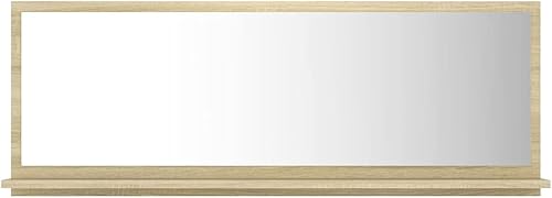 Miniatura 2 de Espejo de pared rectangular contemporáneo, espejo rectangular para baño, espejo de baño, roble Sonoma de 39.4 x 4.1 x 14.6 pulgadas, aglomerado