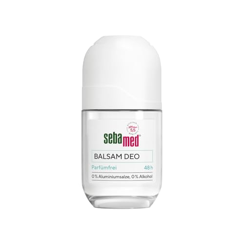 Sebamed Deo Roll-On, Balsam Deo Parfümfrei 50 ml, mit 48 Stunden Wirkung, ohne Aluminiumsalze, ohne Alkohol und ohne Parfüm, effektive Wirkformel, pH-Wert 5,5 stärkt den Hautschutzmantel