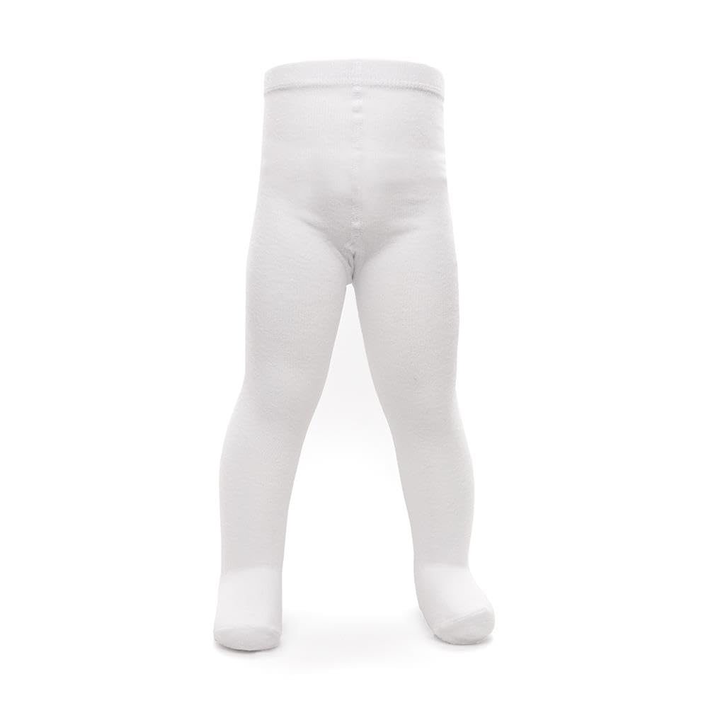 A2Z 4 Kids Baby Girls Cotton Rich Tights - White, 12-18 Months, Ankle Length, Low Rise, Stretchy, Opaque, Full Leg Coverage, Girl's, 0-2 Years