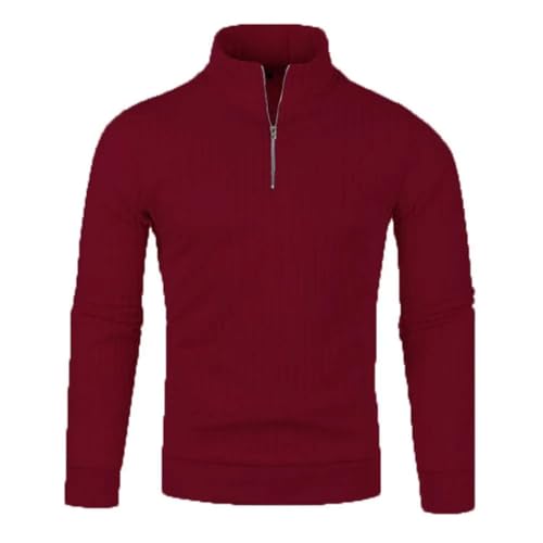 Men Semi Turtleneck Long Sleeve Half Zip Pullover Knitted Sweater Pullovers3
