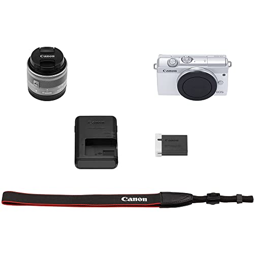 Canon Eos M200 Mirrorless Digital Camera With 15-45Mm Lens (White) (3700C009) + 64Gb Card + Case + Filter Kit + Corel Photo Software + 2 X Lpe12 Battery + External Charger + More (Renewed) #TOP7