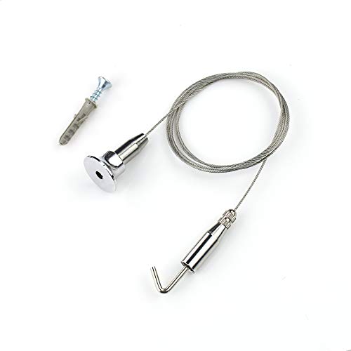 KOTECH Korea Picture Frame Hook Wire 40"(1M) for Ceiling with Screw, Stainless Steel Picture Hanging System, Gallery Art Photo Frame Wire Hanger, Made in Korea