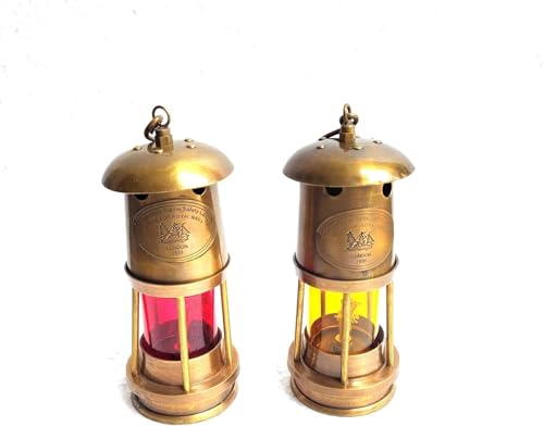 Mini lampade a olio vintage Royal Navy in ottone, 15,2 cm, set di 2, lanterna nautica marittima