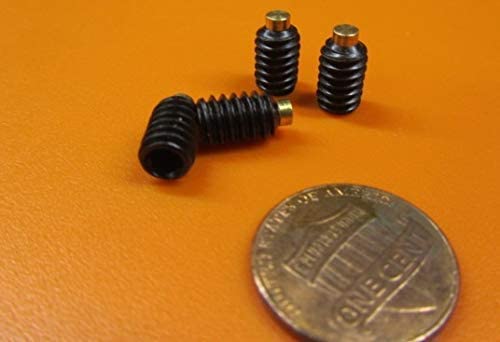 Black Oxide Steel Brass Tip Set Screw 1/4-20 x .375 (3/8") Thread Length 25 pcs