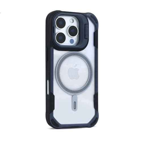 Étui magnétique pliable bleu marine pour iPhone 16 Pro idéal pour le bureau et les voyages