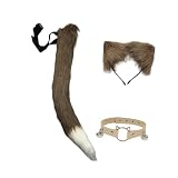 Mqiklt 3 Teiliges Und Schwanzset, Cosplay Kostümset für Karneval, Kostümpartys Und Geburtstage, Kaffeeweiß