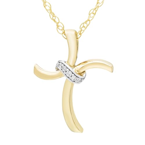 Boston Bay Diamonds Sterling Silver Diamond Cross Religious Pendant Necklace with 18