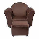 Naomi Home Shirley Kids Sofa Chair with Ottoman, Stylish Kids Accent Chair, Durable Lightweight Kids Sofa Chair, Perfect Kids Sofa Chair for Bedroom, Playroom, Living Room, Ages 3+ - Chocolate