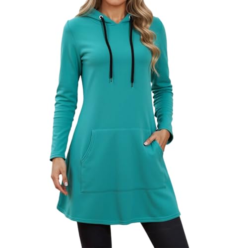 Hoodie Damen Kleid Langarm Mit Tasche Für Winter Freizeit Mode Kapuzenpullover Sweatshirt Pullis Pullover Große Größe Weich Warm Bequem...