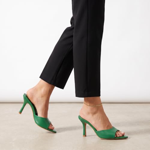 Image of Riekhany High Heel Mules for Women Slip On Open Pointed Toe Pumps Sandals | Women Classy Faux Leather Stiletto Pumps Formal Slingback Mule Heeled Sandals Dressy Walking Daliy Shoes