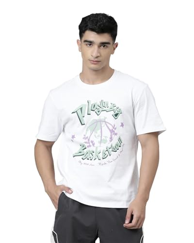 Image of XTEP Men's Basketball T-Shirt, Classic Loose-Fit Gym Tee in Premium Cotton with Basketball Logo, Casual Sports T-Shirts for Men