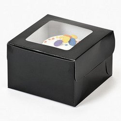 DOMAGRON Novelty Cardboard Black Cupcake Boxes (Pack of 6)