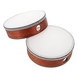 DEARMAMY 2 Stück Handtrommel Holztrommel mit Doppelseitigem Rahmen für Musikunterricht Erwachsene Kirche Vielseitiges Percussioninstrument Langlebig Handgefertigt