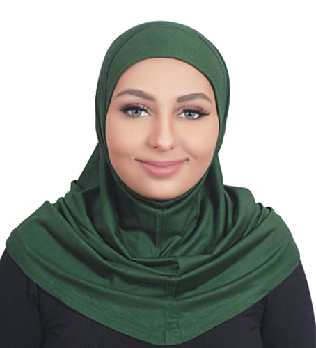 Al-Amira Hijab one pcs Muslim Hijab Cotton Amira 1 Piece Hood & Hijab (Green)