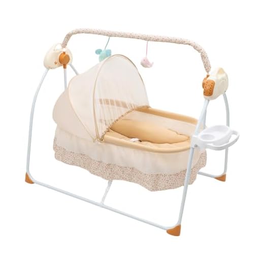 Electric Baby Rocking Cradle Foldable Baby Cradle Swing Bluetooth 0-18 MonthsInfant Bed Auto Swing for Infants Remote Control Music Adjustable 5 Gears Swing Amplitude Infant Rocking Chair (Khaki)