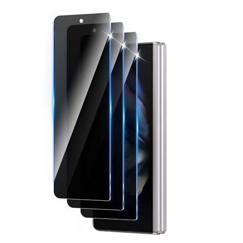 LZAYN 3 Pack Privacy Screen Protector Designed for Samsung Galaxy Z Fold 3 Full Coverage Anti-Spy Tempered Glass Film 9H Hardness Anti-Fingerprint Bubble Free Easy to Install