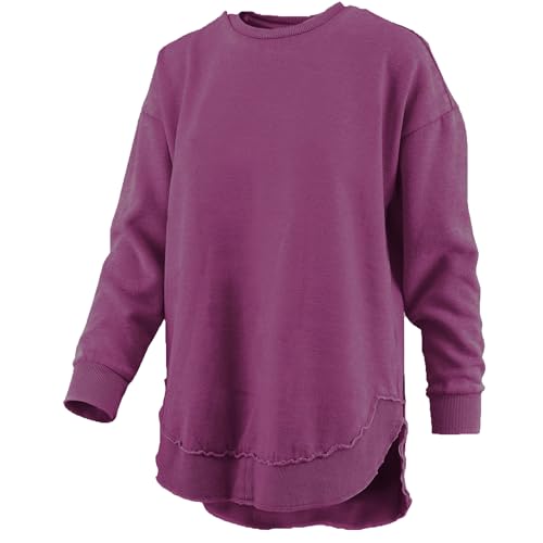 Southern Couture Comfy Round Here Crew Neck Comfortable Cotton Blend Fashion Pullover Sweatshirt, Boysenberry, S