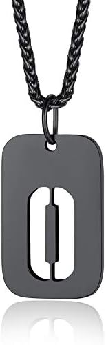 ChainsPro Men Dog Tag Necklace,Initial Letter Pendant with 22+2'' Chain,Silver/Gold/Black (Gift Wrapped)