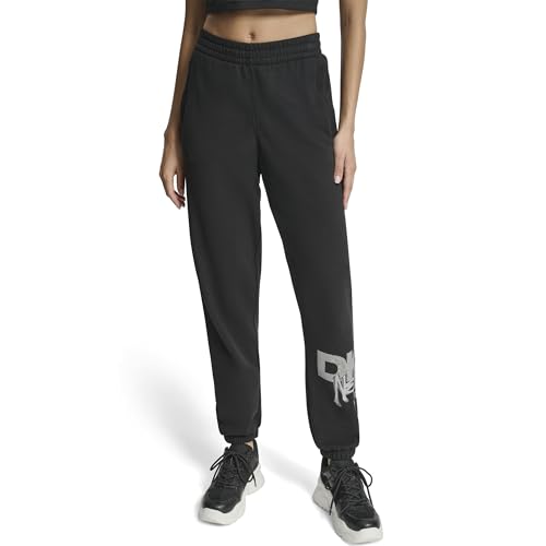 DKNY Women's High Rise Rhinestone Logo Graffiti Relaxed Jogger with