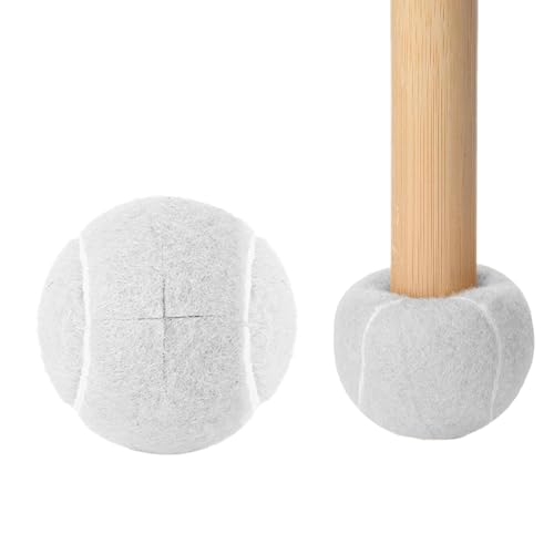 4 Stück Walker Tennisbälle 6.5 cm, vorgeschnittene Tennisbälle für Geher, universelle vorgeschnittene Gleitbälle, strapazierfähige Filz-Pads, Gleitbeläge für Möbelbeine und Bodenschutz (Weiß)