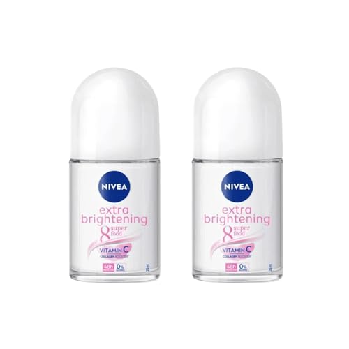 NIVEA Women Extra Brightening Roll-On Deodorant 25ml | 48H Sweat & Odor Protection | Smooth Underarms | Vitamin C & Licorice Formula | Gentle Skin Care for Fresh, Bright Confidence | 2-Pack