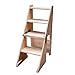 Sywlwxkq Klappbarer Leiterhocker aus Holz Multifunktionaler Innentreppenstuhl Küchenbibliothek Tritthocker (Farbe: Holzfarbe)