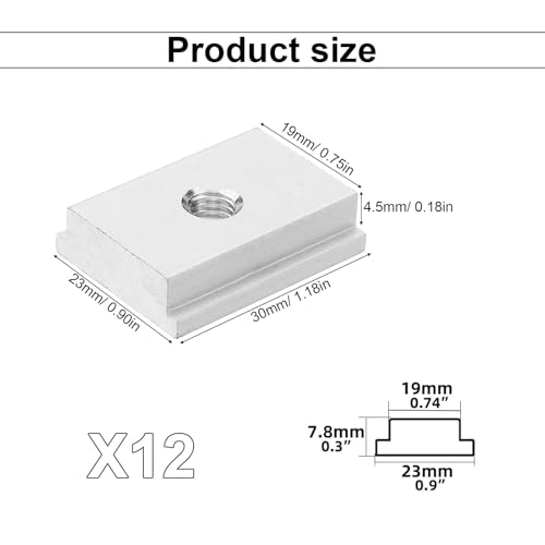 Miniatura 2 de Phming 12 Piezas Tuerca De Ranura En T M8, Tuercas Deslizantes M8 De Aleación De Aluminio, T-Track Slider Tuerca, 30 X 23 Mm, Para Proyectos De Perfiles De Aluminio Y Bricolaje